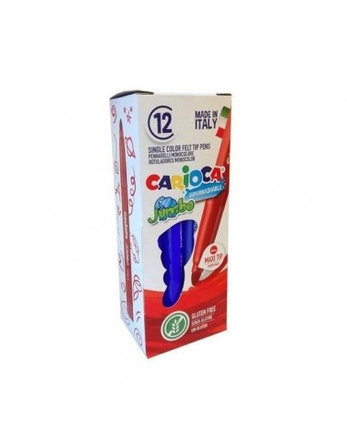 Carioca Jumbo Rotulador - Cuerpo Octogonal Maxi - Tinta Superlavable - Punta Maxi 6mm Bloqueada - Tapa Ventilada - Color Azul