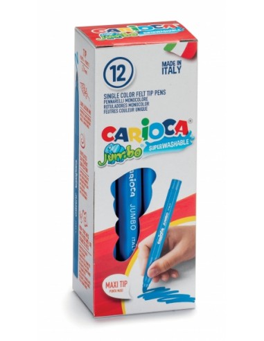 Carioca Jumbo Rotulador - Cuerpo Octogonal Maxi - Tinta Superlavable - Punta Maxi 6mm Bloqueada - Tapa Ventilada - Color