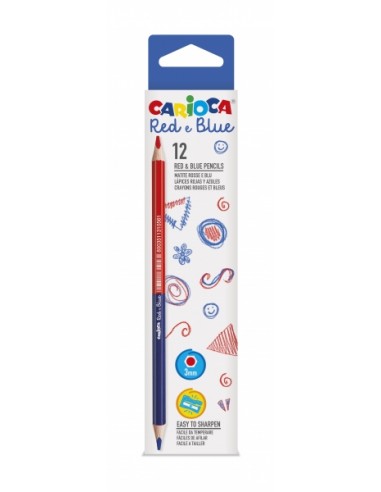 Carioca Pack de 12 Lapices - Cuerpo Lacado Hexagonal - Mina de Ø 3.5mm - Color Azul Rojo