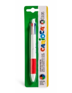 Carioca Boligrafo de 4 Colores - Boligrafo con Punta de Esfera Automatico - 4 Colores en un Solo Boligrafo - Punta Ø 1mm -