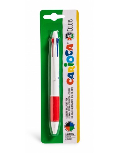 Carioca Boligrafo de 4 Colores - Boligrafo con Punta de Esfera Automatico - 4 Colores en un Solo Boligrafo - Punta Ø 1mm -