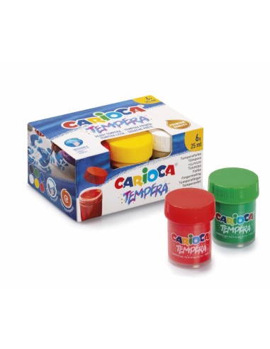Carioca Pack de 6 Vasitos de Tempera - Colores Superlavables - Alto Poder Cubriente - Se Aplica en Materiales Porosos - Color
