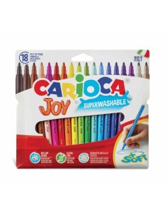 Carioca Joy Pack de 18 Rotuladores - Tinta Superlavable - Punta Fina 2.8mm - Bloqueada - Tapa Ventilada - Color Varios