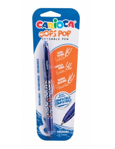 Carioca Oops Pop Boligrafo Borrable - Termo Sensible - Empuñadura Texturizada - Punta de 0.7mm - Doble Goma - Recambios