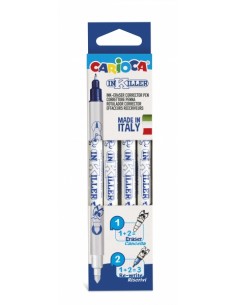 Carioca Inkiller Pack de 4 Rotuladores Correctores para Tinta Estilografica - Blister - Color Azul