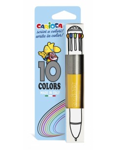 Carioca Boligrafo de 10 Colores Vintage - Boligrafo con Punta de Esfera Automatico - 10 Colores en un Solo Boligrafo - Punta