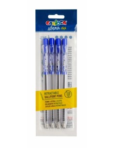 Carioca Sfera Pack de 4 Boligrafos Retractiles - Punta Ø 1mm - Click Facil y Comodo - Escritura Suave y Fluida - Color Azul