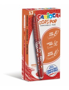 Carioca Oops Boligrafos Borrables - Tinta Termo Sensible - Empuñadura Texturizada - Punta de 0.7mm - Doble Goma - Recambios