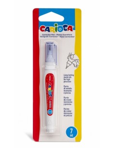 Carioca Corrector Pen Boligrafo Corrector - Punta de Metal Resistente y Precisa - Apto para Todo Tipo de Papel - Secado