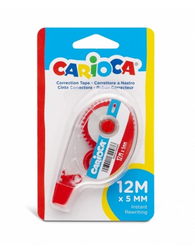 Carioca Tape 12M Corrector de Cinta - Cubriente - Se Puede Volver a Escribir Enseguida - Ideal para Cualquier Tipo de Papel -