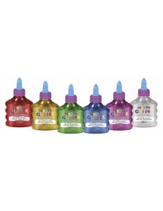 Carioca Glitter Glue Pack de 12 Botellas de 88ml - Tapa con Dispensador - Decoracion con Efecto Glitter - Aplicacion Directa