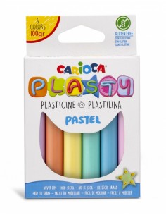 Carioca Pack de 6 Plastilinas Colores Pastel - Facil de Usar - No Se Seca - Reutilizable - Colores Brillantes y Mezclables -