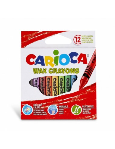 Carioca Pack de 12 Ceras Pastel - Colores Brillantes - Lavables - Cuerpo de Ø 8mm - Color Varios