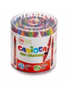 Carioca Pack de 100 Ceras Pastel - Colores Brillantes - Lavables - Cuerpo de Ø 8mm - Color Varios