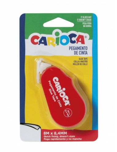 Carioca Glue Tape Cinta Adhesiva - Precisa y Rapida - Ideal para Todo Tipo de Papel - Color Varios