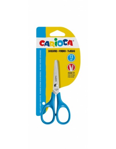 Carioca Tijeras Pequeñas 13cm - Punta Redonda - Acero Inoxidable - Comodas para Zurdos y Diestros - Color Azul