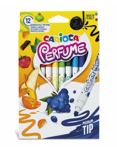 Carioca Xplosion Pack de 12 Rotuladores - Tinta Perfumada y Lavable - Aromas Naturales - Libre de Sustancias Alergenicas -