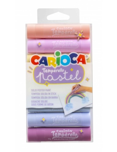 Carioca Temperello Pack de 8 Temperas Solidas - Colores Pastel - Lavables - Gran Cobertura - Faciles de Mezclar - sin