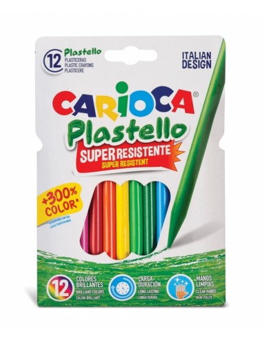 Carioca Pack de 12 Plasticeras - Extra Limpias - No Dejan Color en las Manos - Duran Tres Veces mas - Colores Brillantes y