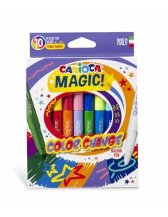 Carioca Color Change Pack de 10 Rotuladores - Tinta Magica Cambia de Color - Incluye Rotulador Magink para Dos Colores -
