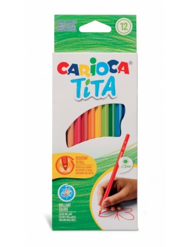 Carioca Tita Pack de 12 Lapices de Resina - Cuerpo Hexagonal - Escritura Blanda - Mina Segura y Super Resistente a las Caidas