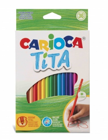 Carioca Tita Pack de 36 Lapices de Resina - Cuerpo Hexagonal - Colores Brillantes y Lavables - Escritura Blanda - Mina Ø 3mm