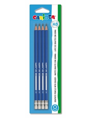 Carioca Tita Pack de 4 Lapices de Grafito HB - Facil de Borrar y Sacar Punta - Cuerpo Triangular - Mina Resistente a las