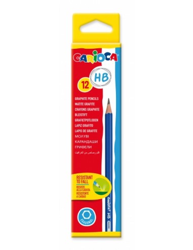 Carioca Pack de 12 Lapices de Grafito HB - Facil de Borrar y Sacar Punta - Cuerpo Triangular Agradable al Tacto - Mina
