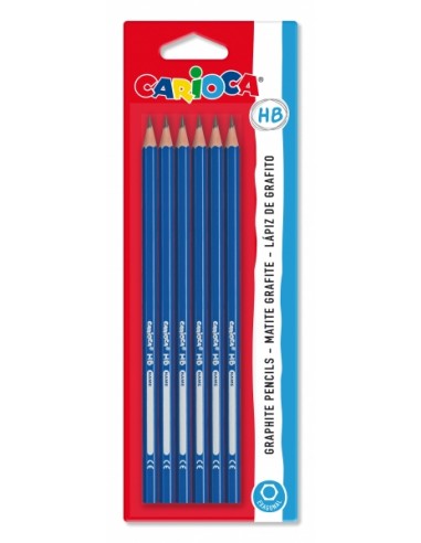Carioca Lapiz HB Pack de 6 Lapices de Grafito HB - Facil de Borrar y Sacar Punta - Cuerpo Triangular - Mina Resistente a las