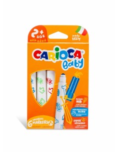Carioca Baby Marker Pack de 6 Rotuladores - Punta Redonda y Bloqueada - Cuerpo de Gran Dimension - Superlavables -