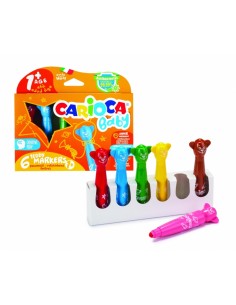 Carioca Baby Teddy Pack de 6 Rotuladores - Super Seguros - Forma Ergonomica - Tinta Superlavable - Dermatologicamente Testado