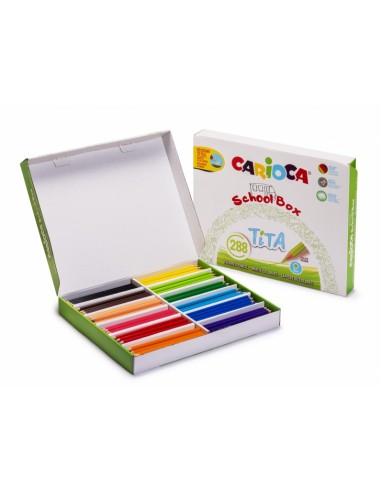 Carioca Tita Pack de 288 Lapices de Resina - Cuerpo Hexagonal - Colores Brillantes y Lavables - Escritura Blanda - Mina Ø
