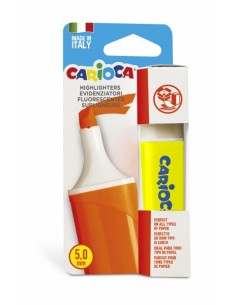 Carioca Memolight Subrayador - Color Brillante y Lavable - Tinta a Base de Agua - Punta Biselada - Color Amarillo