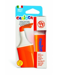 Carioca Memolight Subrayador - Punta Biselada de 5mm - Color Brillante y Lavable - Tinta a Base de Agua - Color Naranja