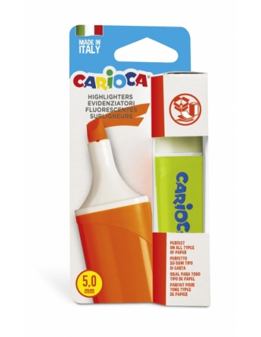Carioca Memolight Subrayador - Punta Biselada de 5mm - Color Brillante y Lavable - Tinta a Base de Agua - Color Verde