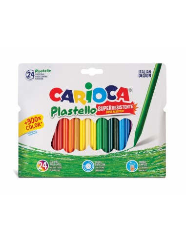 Carioca Pack de 24 Plasticeras Extra Limpias - No Dejan Color en las Manos - Duran Tres Veces mas - Colores Brillantes y