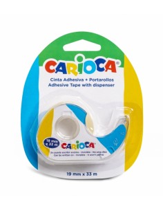 Carioca Blister 1 Portarollos-Cinta Adhesiva Transparente - No Amarillea con el Tiempo - Ideal para Papel y Carton - Color