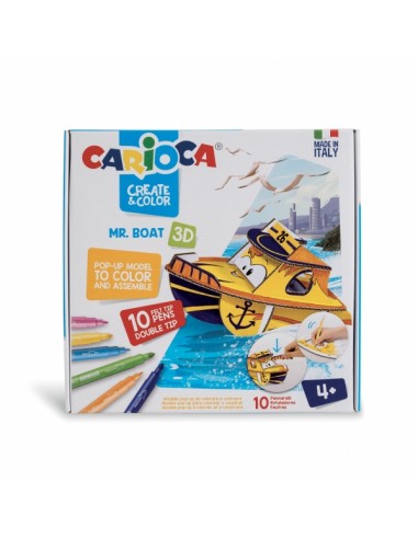 Carioca Pop-Up Pack de 10 Rotuladores Superlavables - Doble Punta - Fina y Media - para Colorear y Construir - Create & Color