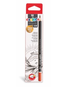 Carioca Black B Pack de 12 Lapices de Grafito - Facil de Borrar y Sacar Punta - Cuerpo Triangular Agradable al Tacto - Mina