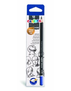 Carioca Black Pack de 12 Lapices de Grafito HB - Facil de Borrar y Sacar Punta - Cuerpo Triangular Agradable al Tacto - Mina