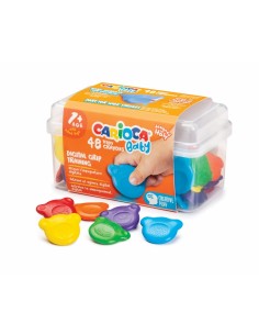 Carioca Baby Teddy Crayons Pack de 48 Ceras - Maletin de Plastico - Certificadas a Partir de 12 Meses - Diseñadas para