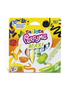 Carioca Perfume Maxi Pack de 10 Rotuladores - Tinta Perfumada - Lavable - Libre de Sustancias Alergenicas - Aromas Naturales