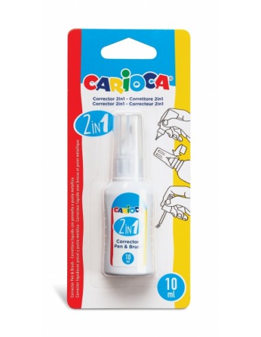 Carioca Pen & Brush Corrector 2En1 - Boligrafo y Pincel - Pincel de Nylon Suave y Preciso - Punta Metalica de Precision -