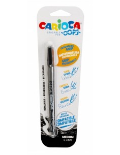 Carioca Oops Blister Boligrafo Borrable - Tinta Negra Termosensible - Empuñadura Ergonomica Triangular - Punta de Ø 0.7mm -