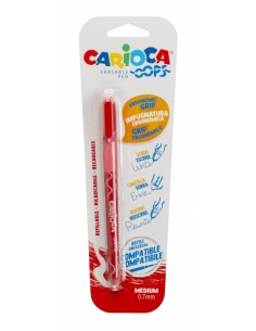 Carioca Oops Boligrafo Borrable - Tinta Roja - Termo Sensible - Empuñadura Ergonomica Triangular - Punta de Ø 0.7mm - Doble