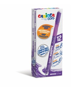 Carioca Oops Boligrafos Borrables - Tinta Morada Termo Sensible - Empuñadura Ergonomica Triangular - Punta de Ø 0.7mm -