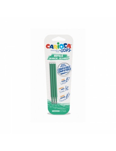 Carioca Oops Pack de 3 Recambios para Boligrafo Borrable - Tinta Termo Sensible - Punta de 0.7mm - Compatibles con Boligrafo