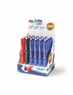 Carioca Oops Expositor de 24 Boligrafos Borrables Retractiles - Tinta Termo Sensible - Empuñadura Ergonomica Triangular -
