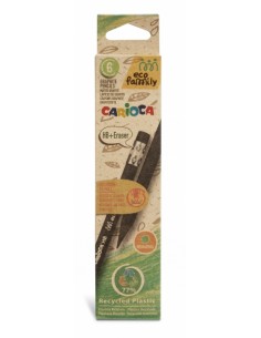 Carioca Eco Family Pack de 6 Lapices HB - Cuerpo Hexagonal - Goma Incorporada - Mina Ø 3mm Resistente a Caidas - No Se