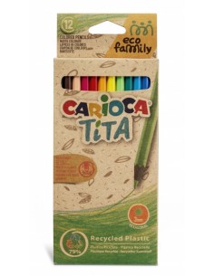 Carioca Eco Family Pack de 12 Lapices de Colores - Cuerpo Hexagonal - Colores Brillantes - Escritura Blanda - Mina Segura y